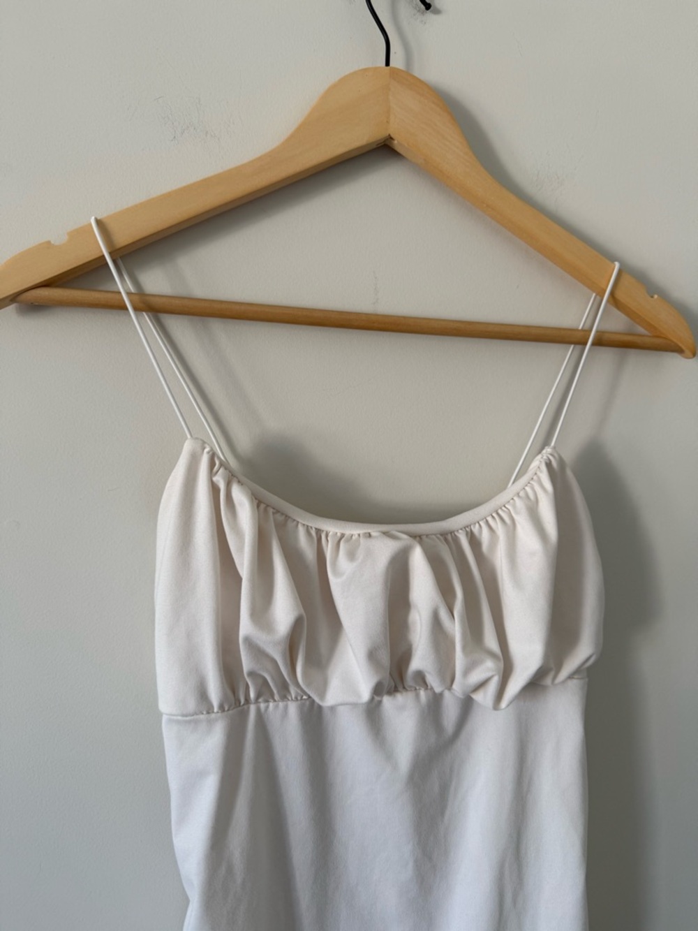 Cream Ruched Bust Spaghetti-Strap Bodysuit (size XS) - Picture 2 of 4